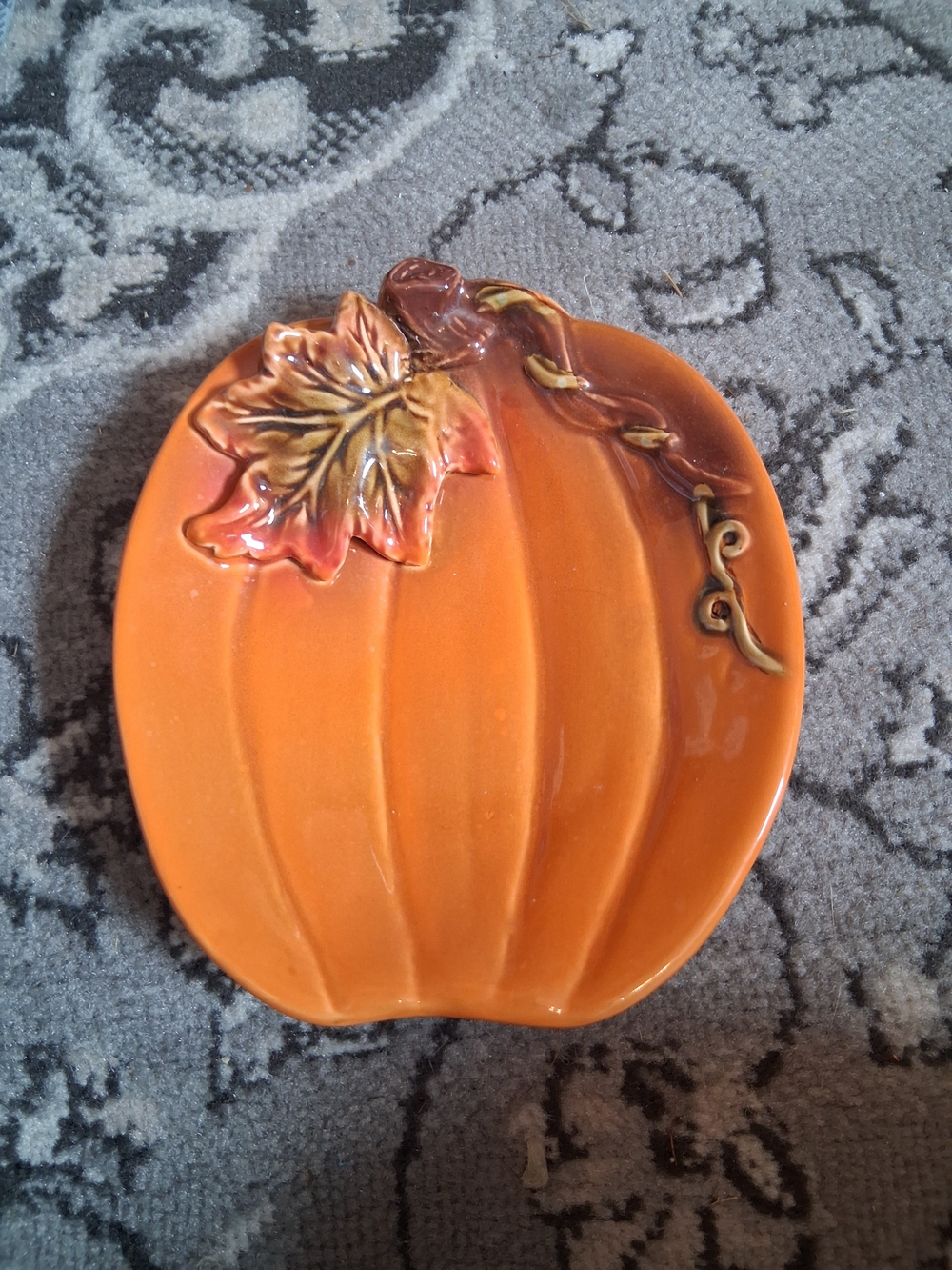 Orange Pumpkin-Shaped Ceramic Serving Plate - Seasonal Table Accent